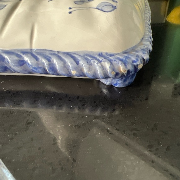 Vintage Italian Ceramic White & Blue Cat Figurine On Pillow - Picture 14 of 15